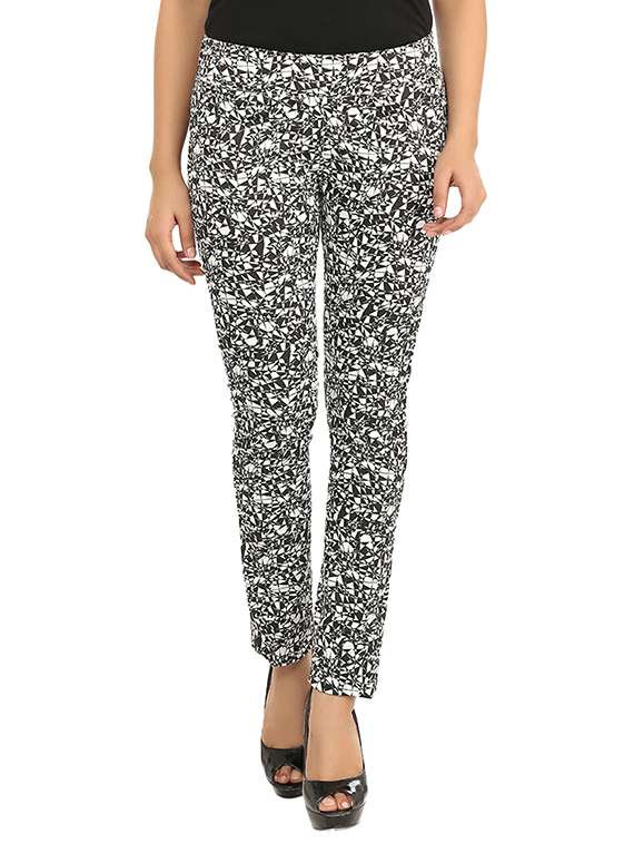 black cotton printed jegging