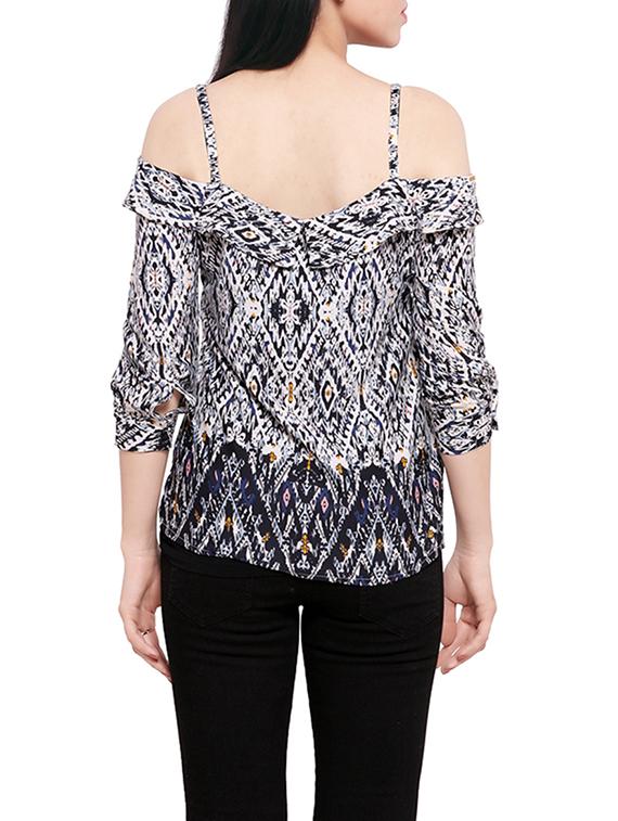 multicolored printed crepe top - 13253609 - Standard Image - 2