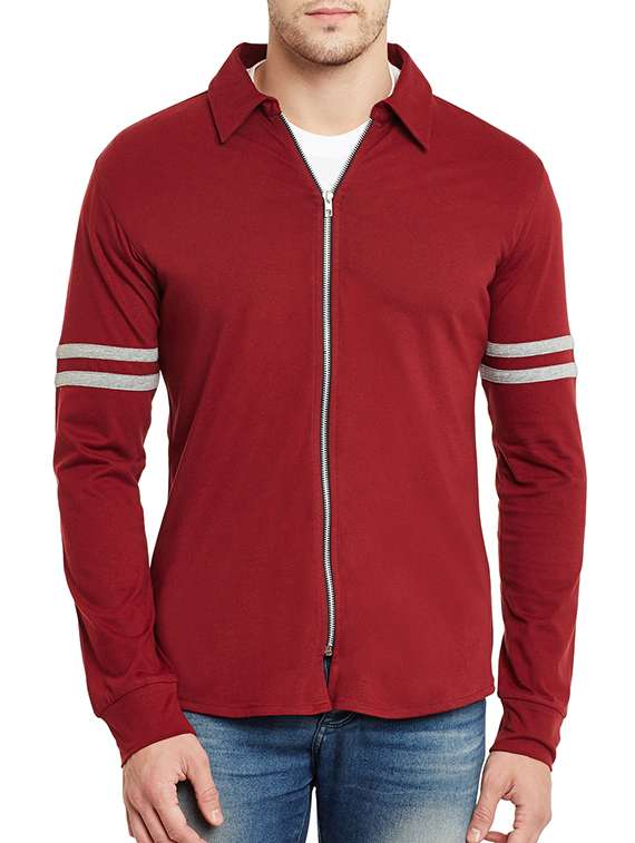 maroon cotton casual jacket