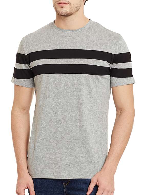 grey cotton striped t-shirt
