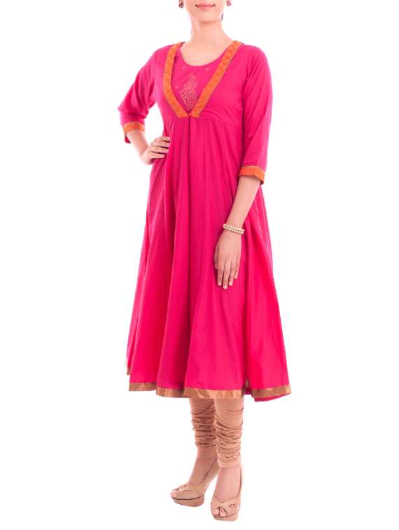 pink cotton aline kurta