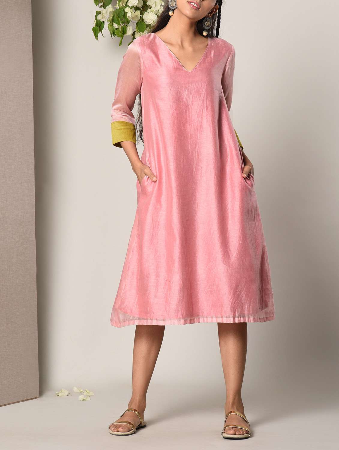 pink cotton blend dress