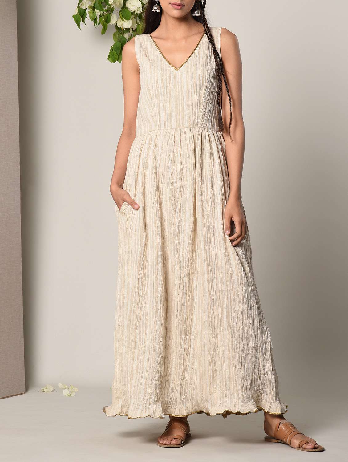 ivory crinkled cotton dress