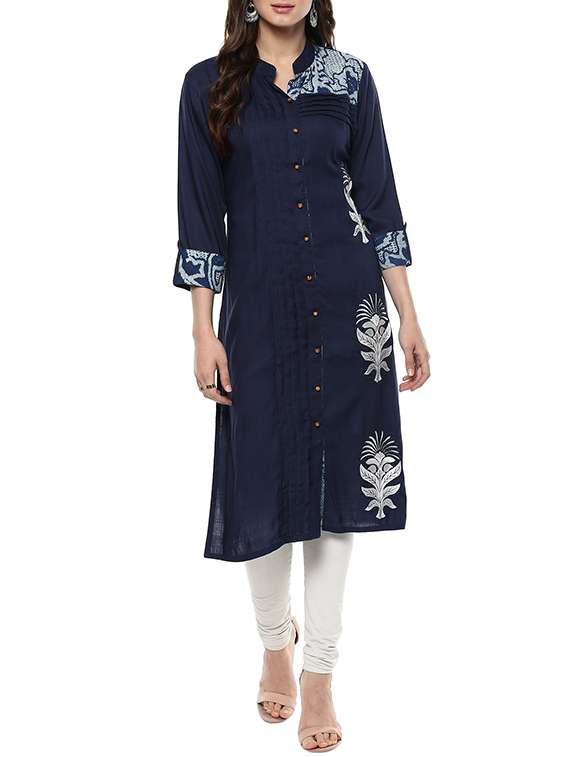 blue rayon straight kurta