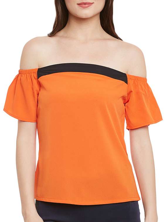 orange polyester regular top