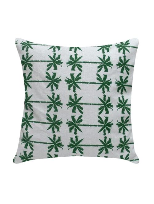 ambbi collection printed cotton cushion cover with coconut tree's mirror image vertical stripes in green - 13271260 - Standard Image - 0
