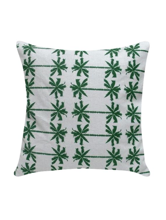 ambbi collection printed cotton cushion cover with coconut tree's mirror image vertical stripes in green - 13271260 - Zoom Image - 0