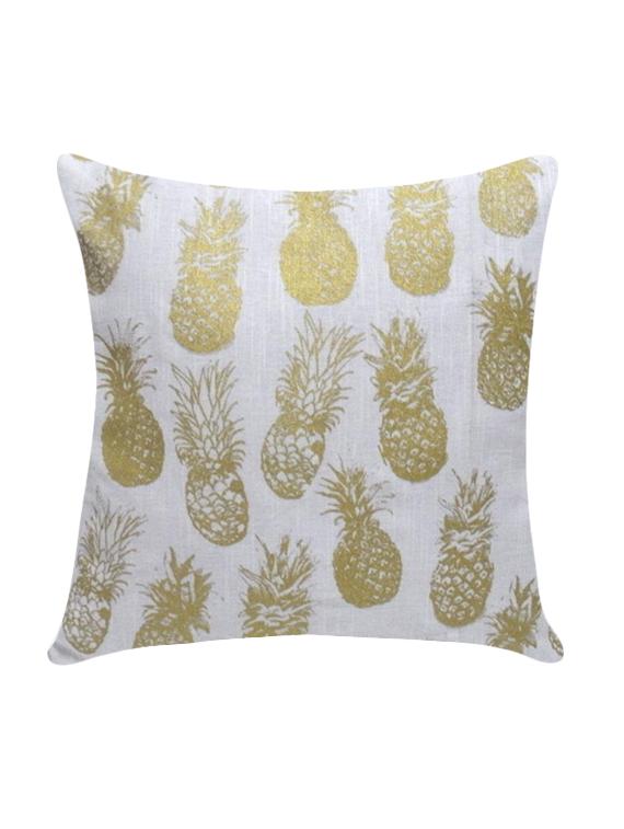 ambbi collection printed cotton cushion cover with pineapple randomly placed over white base - 13271261 - Zoom Image - 0