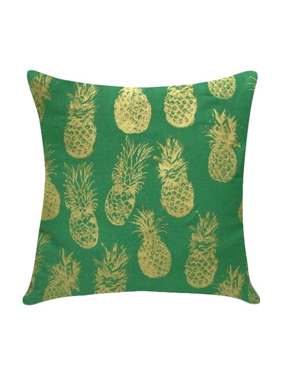 ambbi collection printed cotton cushion cover with pineapple randomly placed over green base - 13271262 - Zoom Image - 0