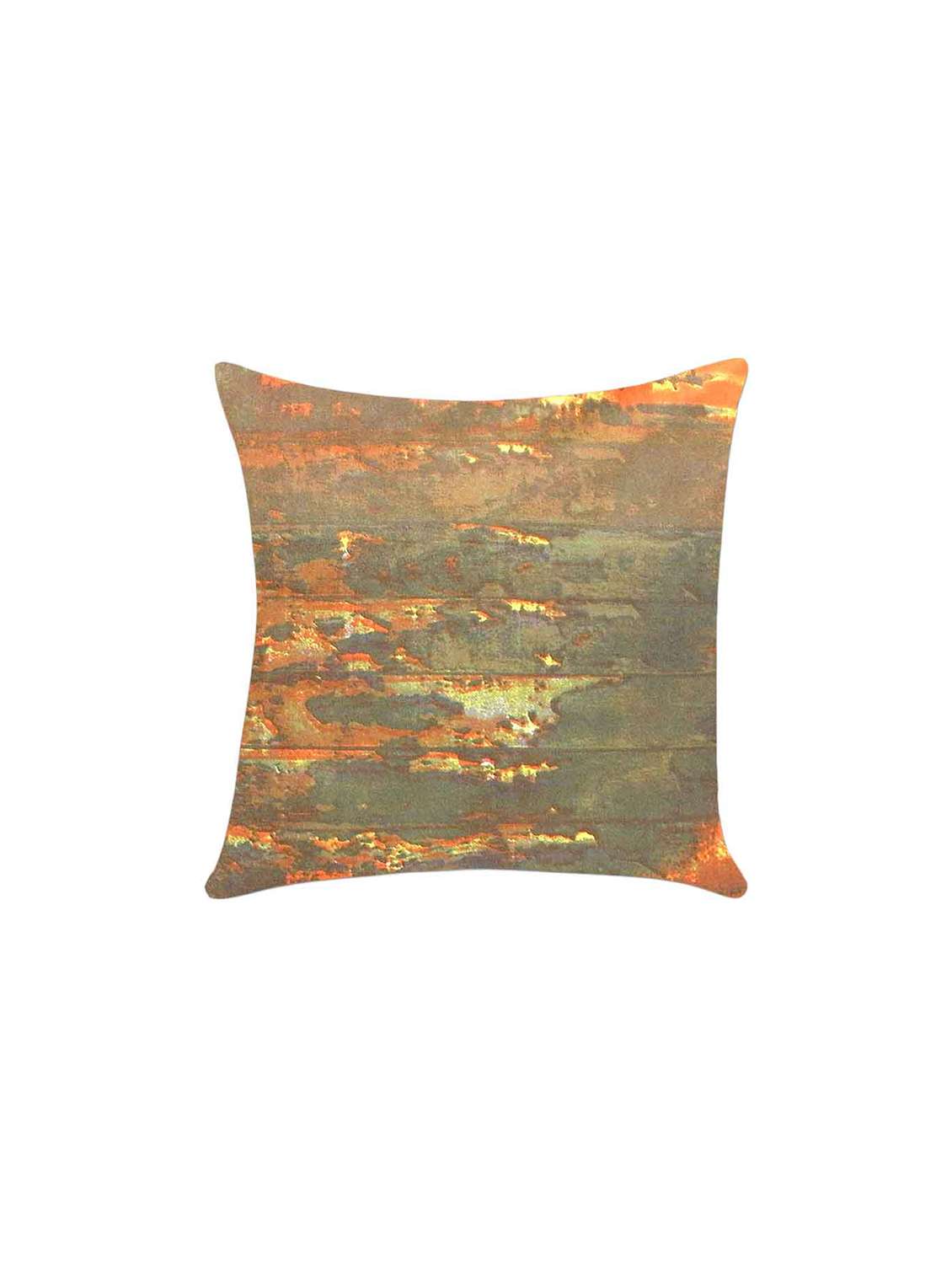 ambbi collection printed cotton cushion cover with wood effect in orange & grey color - 13271265 -  Zoom Image - 0