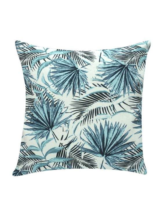 ambbi collection printed cotton cushion cover with tropical leafs