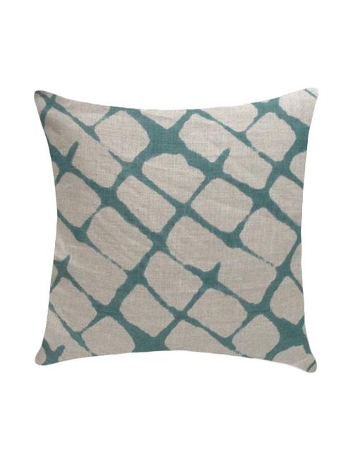 ambbi collection printed linen cushion cover with distorted hazy diagonal checks - 13271280 -  Standard Image - 0