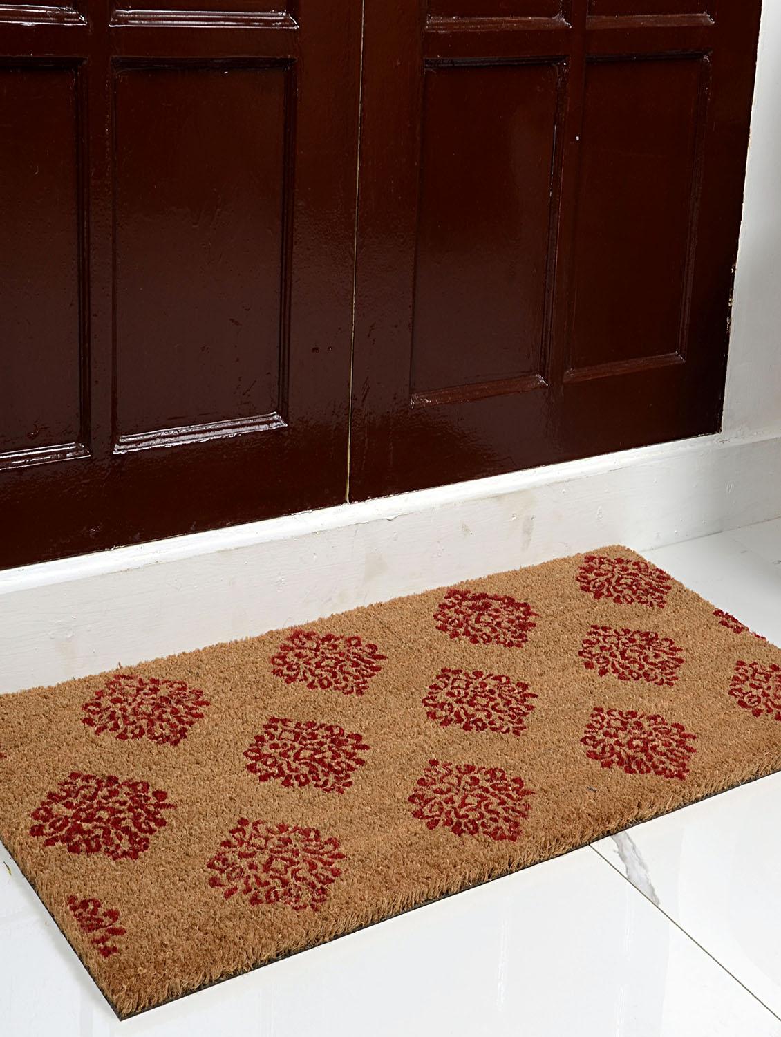 saral home premium quality heavy duty damask printed coir mat