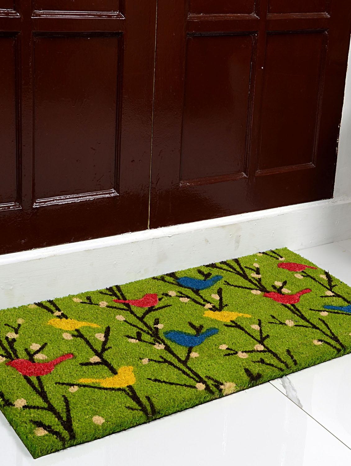 saral home premium quality heavy duty printed coir mat