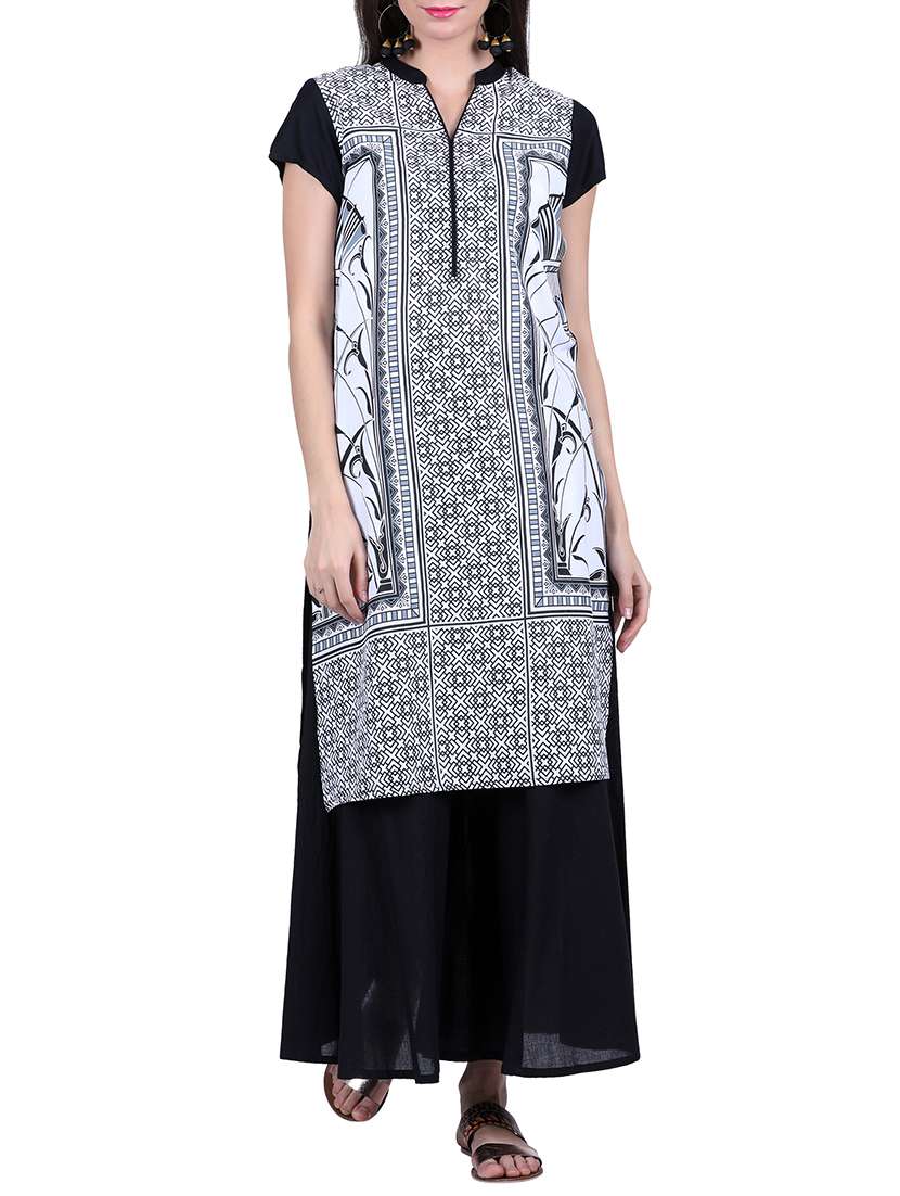 black rayon straight kurta