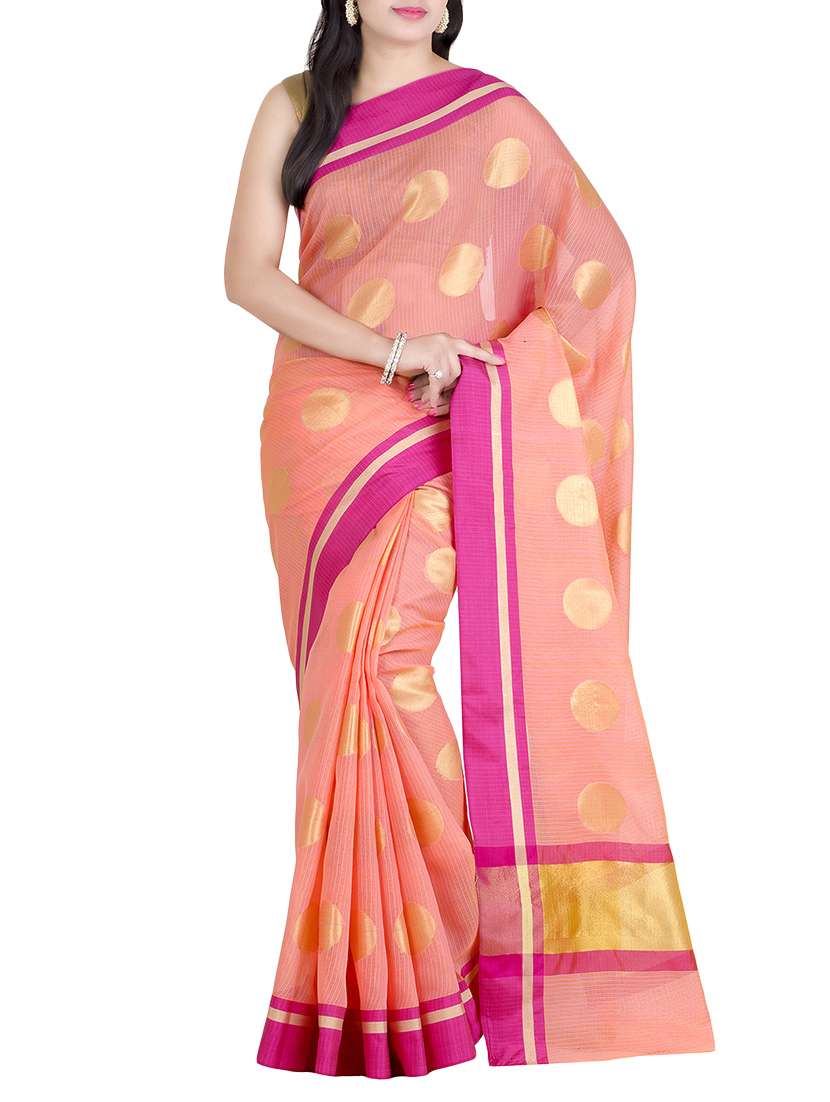 polka dots motif banarasi saree with blouse