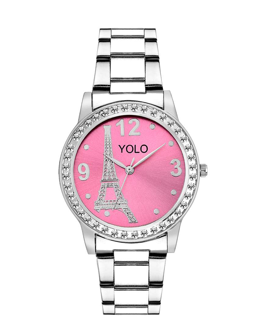 round dial silver analog wrist watch