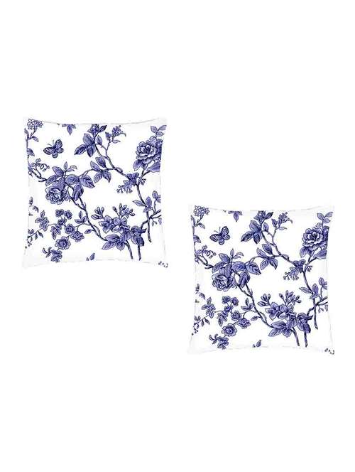 digitally printed cushion cover of blue branched flowers set of two - 13284795 -  Standard Image - 0