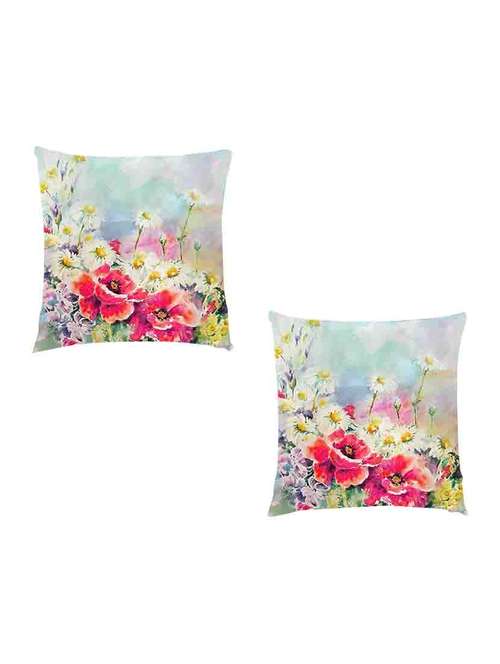 digitally printed cushion cover of painted flower look set of two - 13284807 -  Standard Image - 0