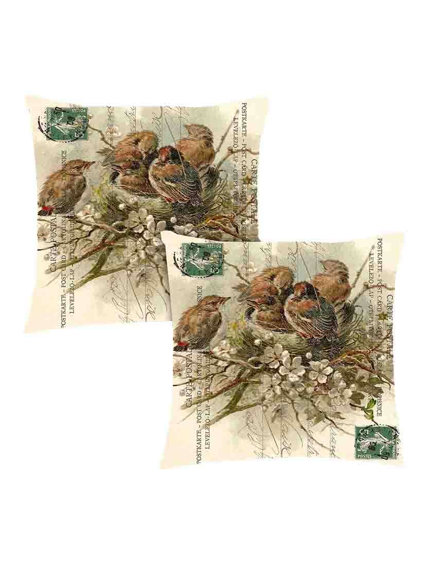 digitally printed text, stamp, nest & bird set of two