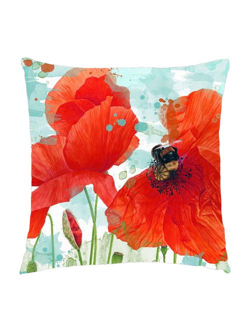 digitally printed cushion cover of two big red flowers - 13285661 -  Standard Image - 0