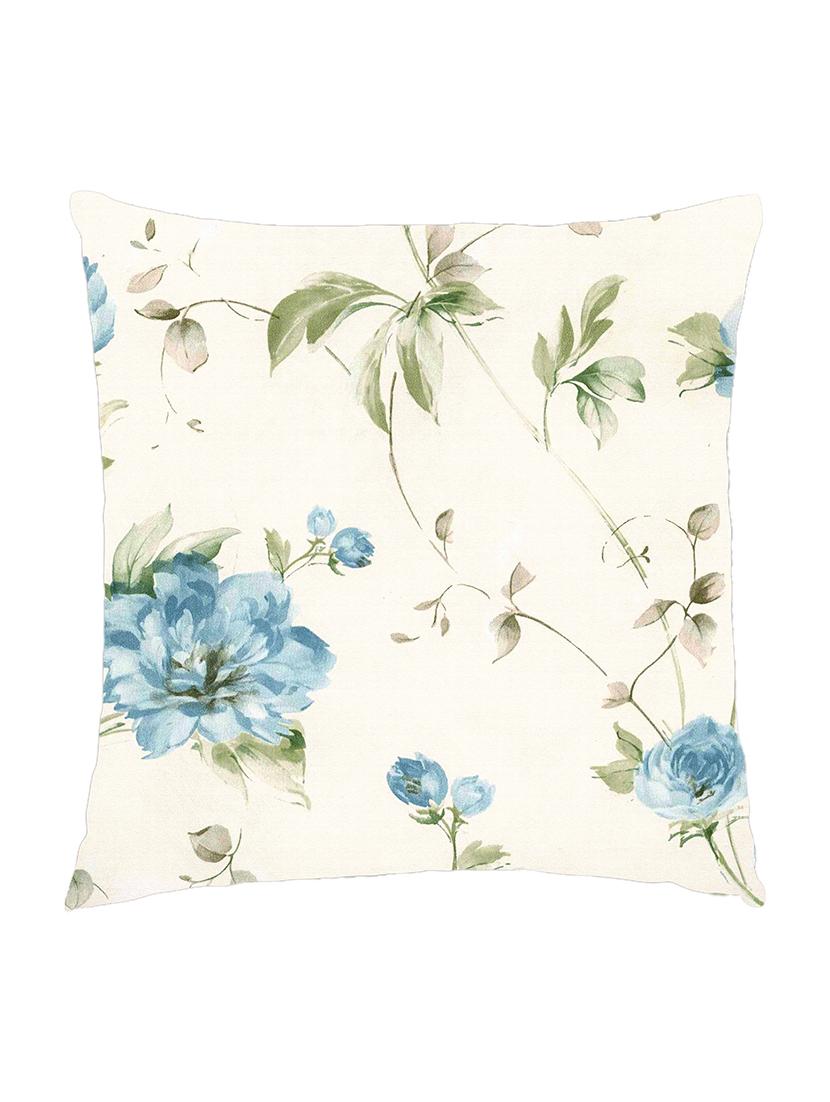 digitally printed cushion cover of blue flowers and green leaves - 13285665 -  Zoom Image - 0