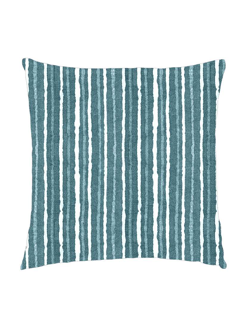digitally printed cushion cover of dyed green stripe look