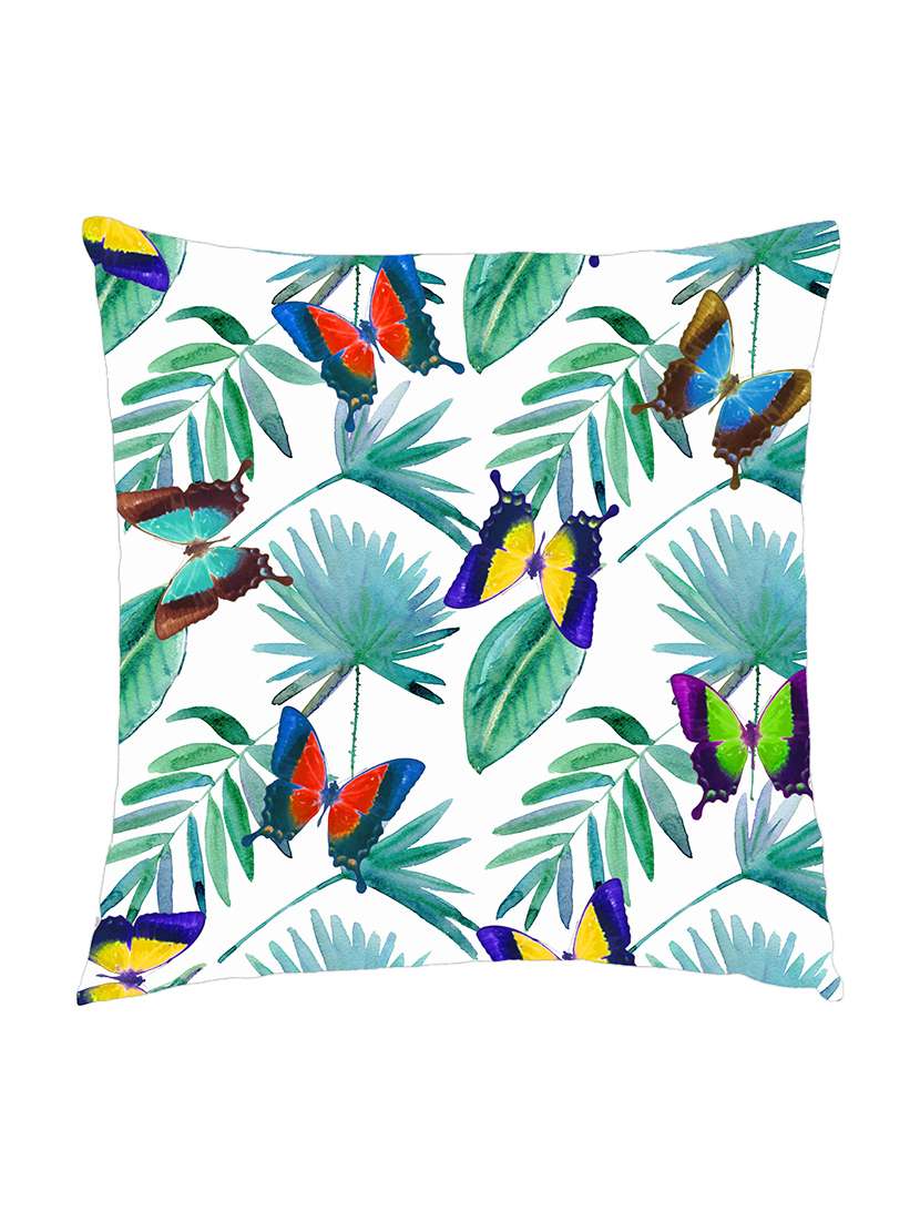 digitally printed cushion cover of butterflies and leaves