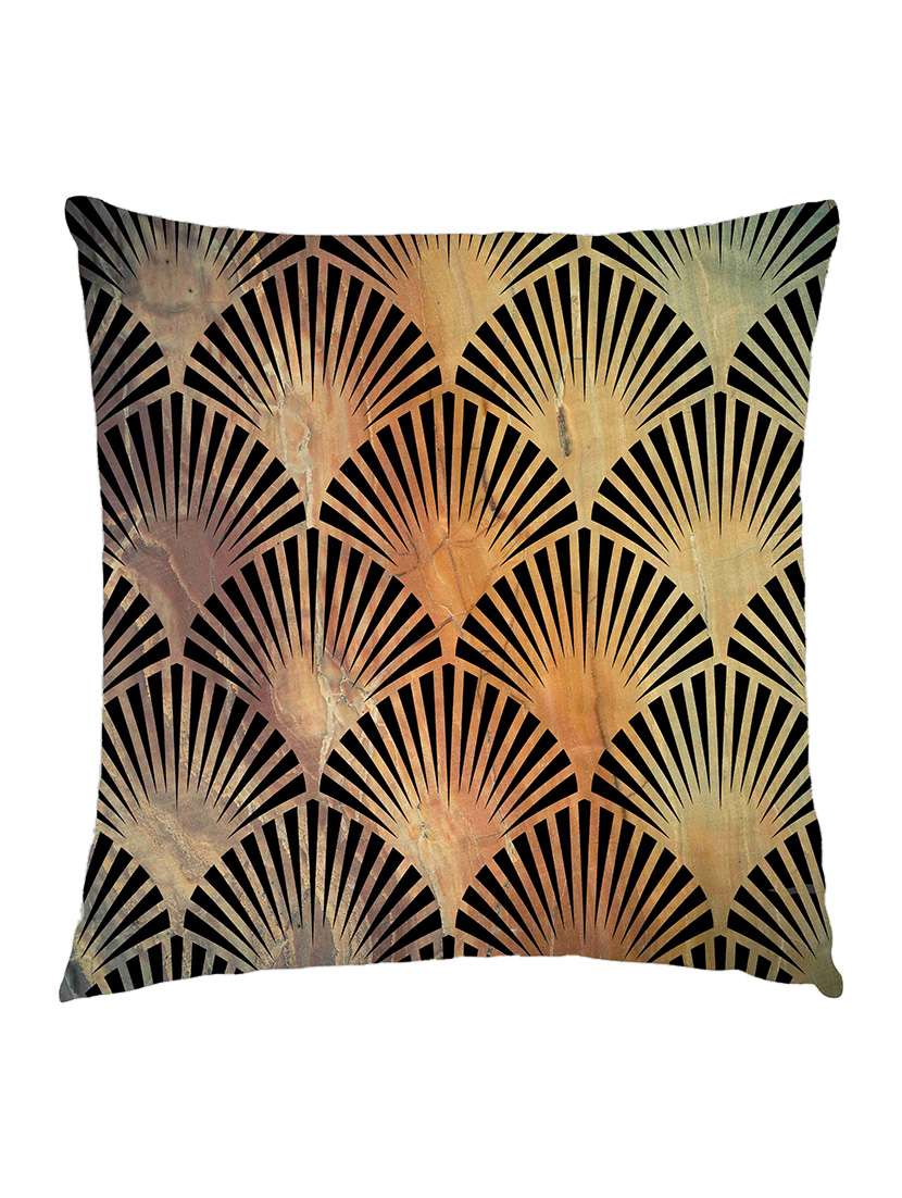 digitally printed cushion cover of black pattern on marble effect
