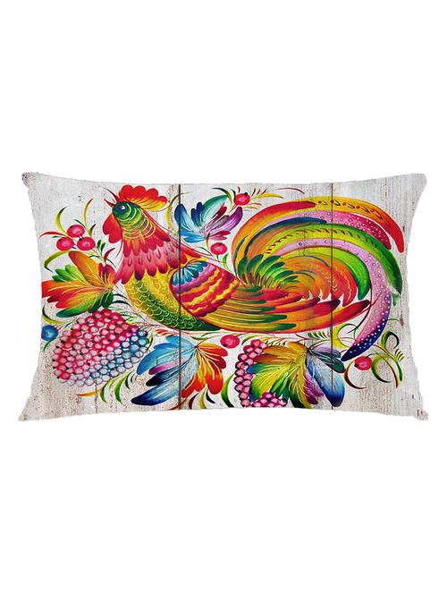 digitally printed cushion cover of colorful hen on wooden plank - 13285784 -  Standard Image - 0