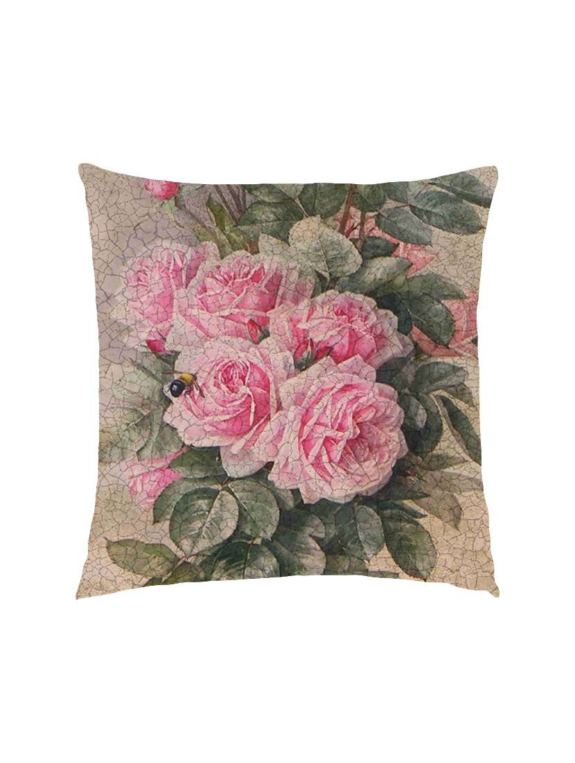 digital printed cushion cover with cracked vintage roses