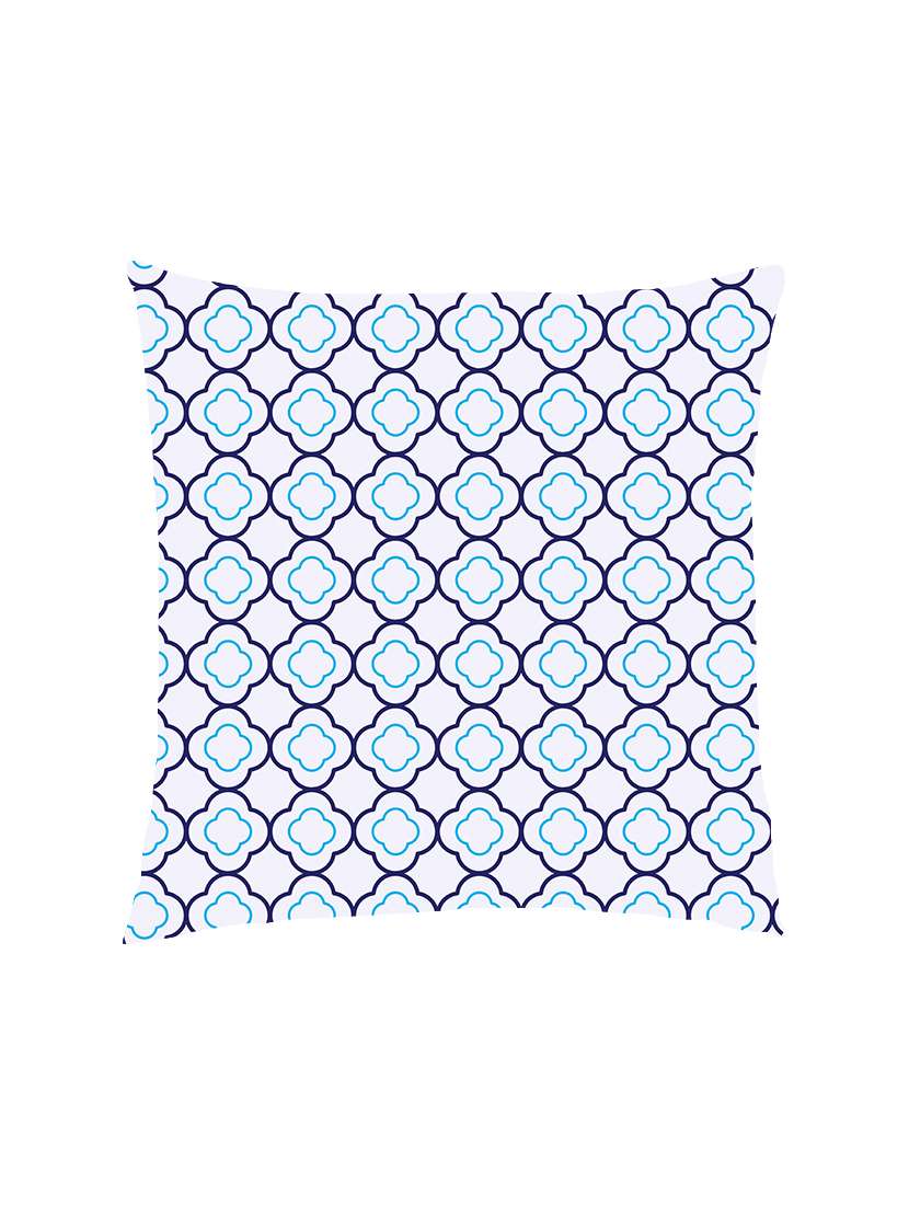 digital printed cushion cover with blue tessellation pattern
