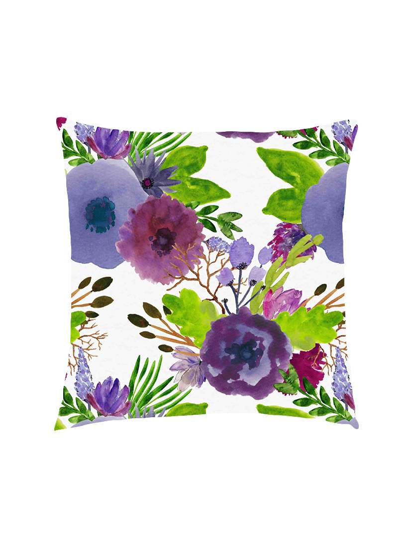 digitally printed flowers & leafs design satin cushion cover