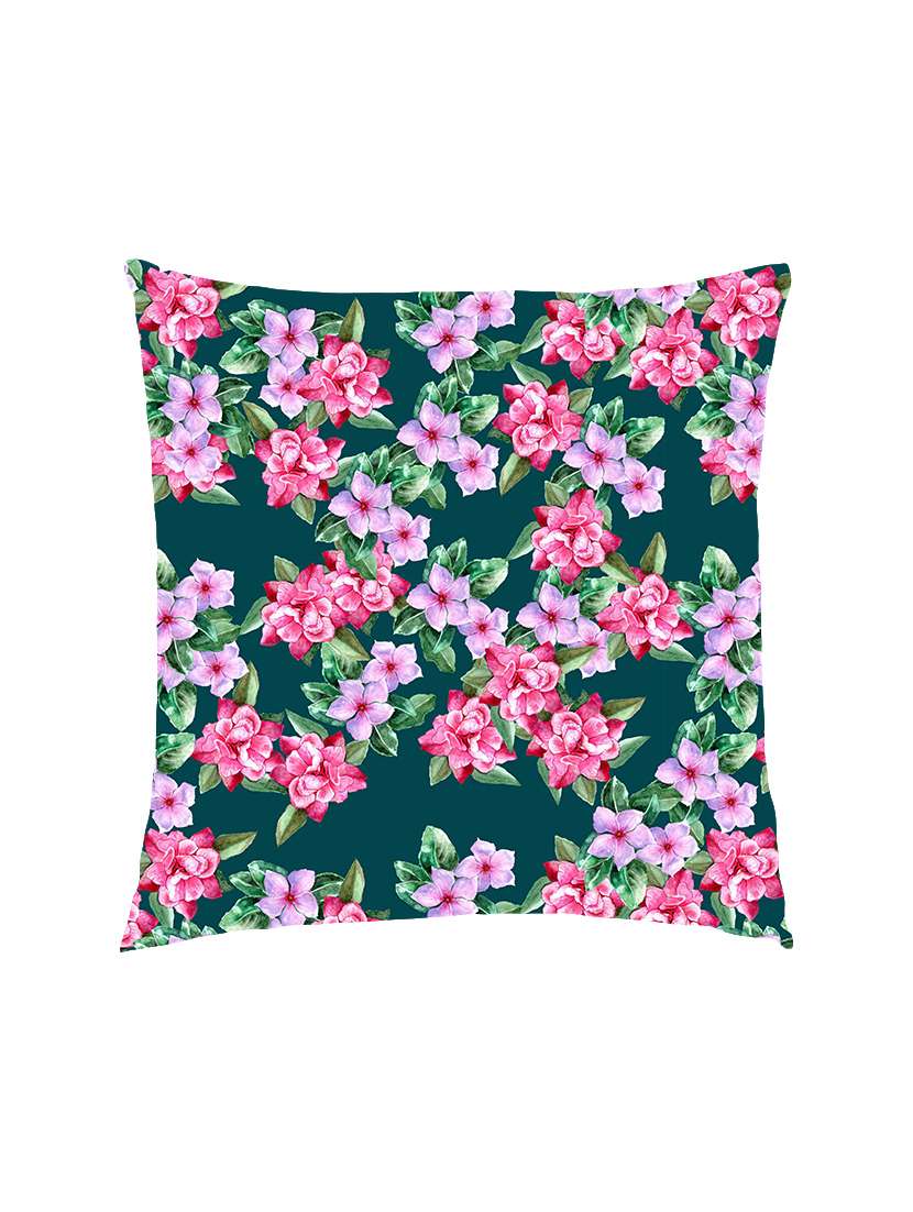 digitally printed flowers & leafs design satin cushion cover