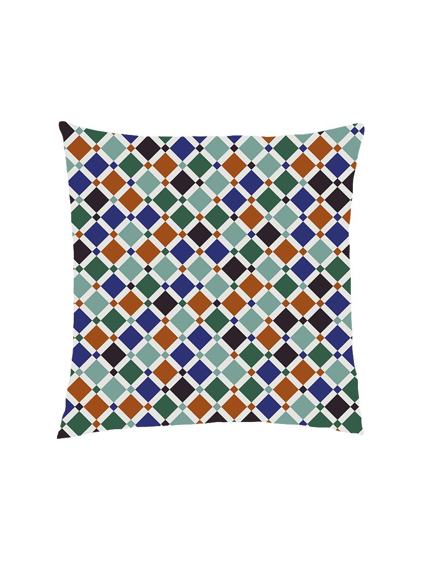 digitally printed diagonal checks satin cushion cover - 13285941 - Zoom Image - 0
