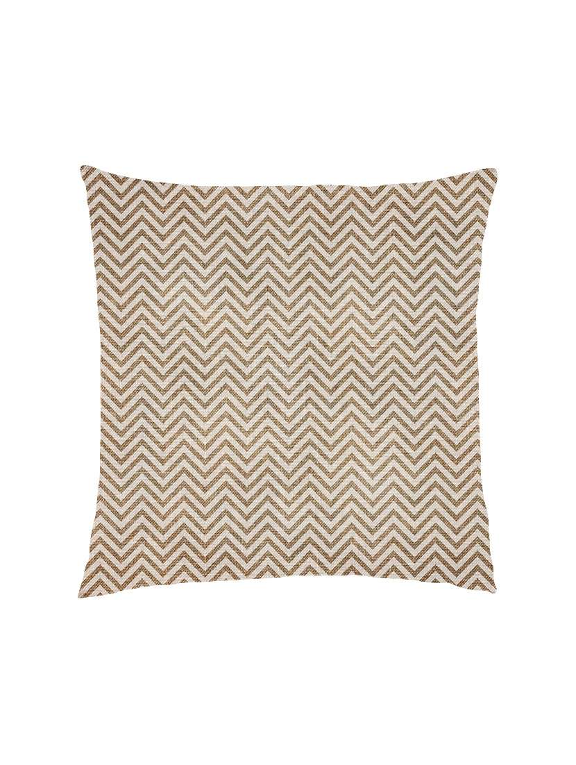 digitally printed burlap look & zig-zag lines satin cushion cover