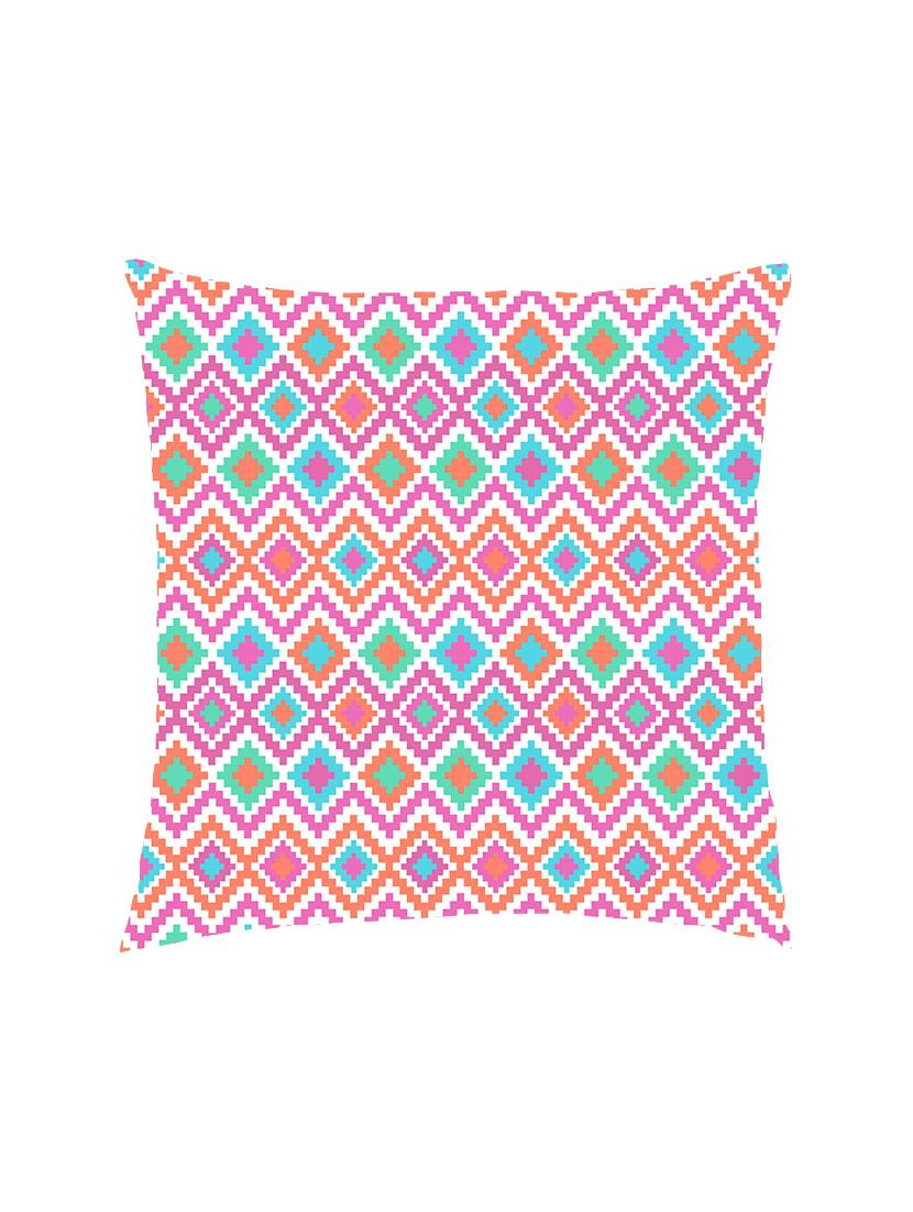 digitally printed graphical zig-zag lines & diamonds satin cushion cover - 13285977 -  Zoom Image - 0