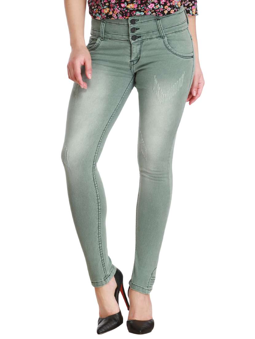 green denim jeans