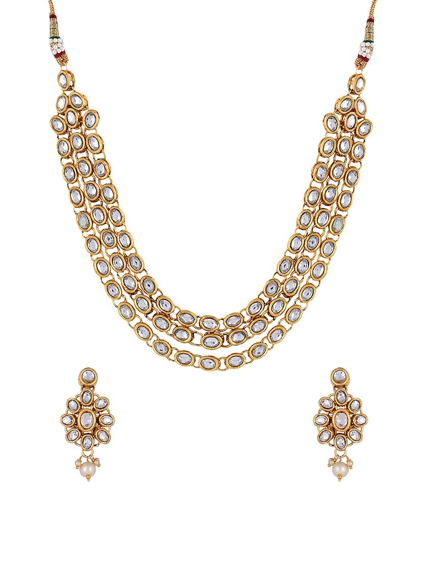 gold brass necklace & earrings set
