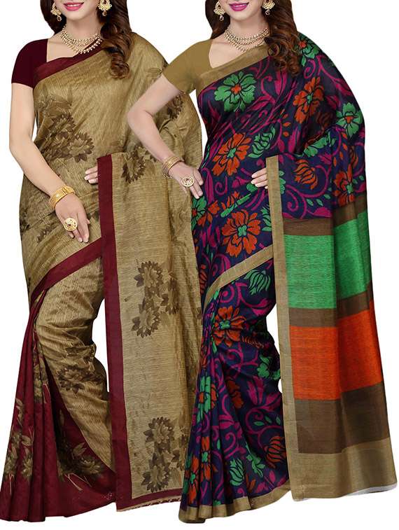 multi colored combo saree with blouse