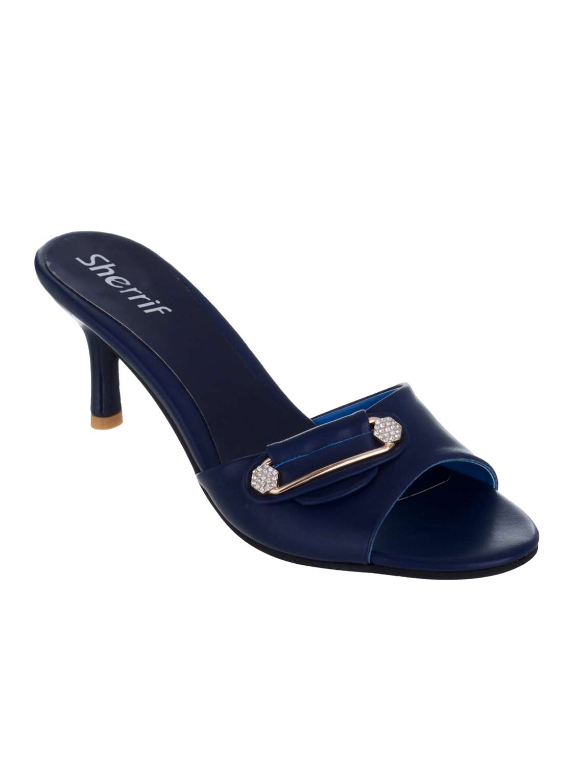 navy sheet slip on sandals