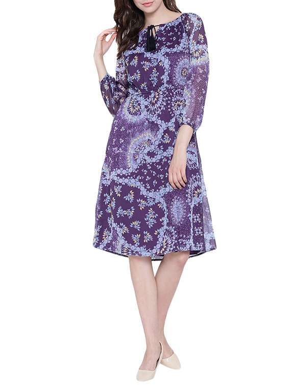 purple printed dress