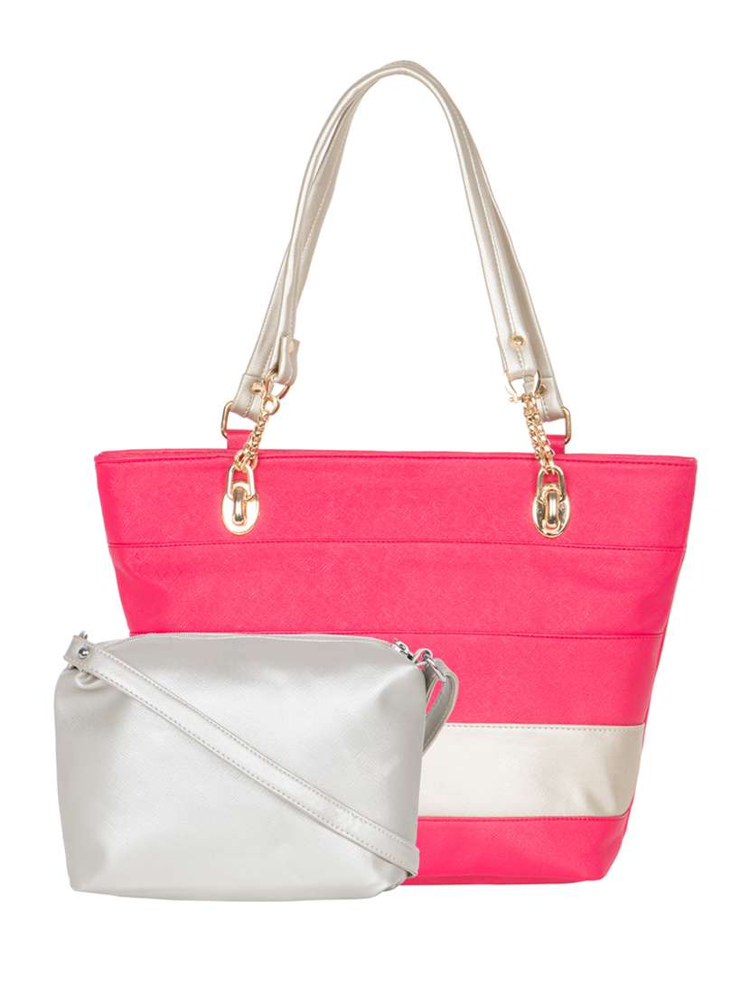 pink leatherette handbag