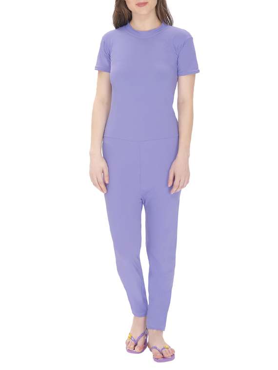 purple nylon functional swimsuit