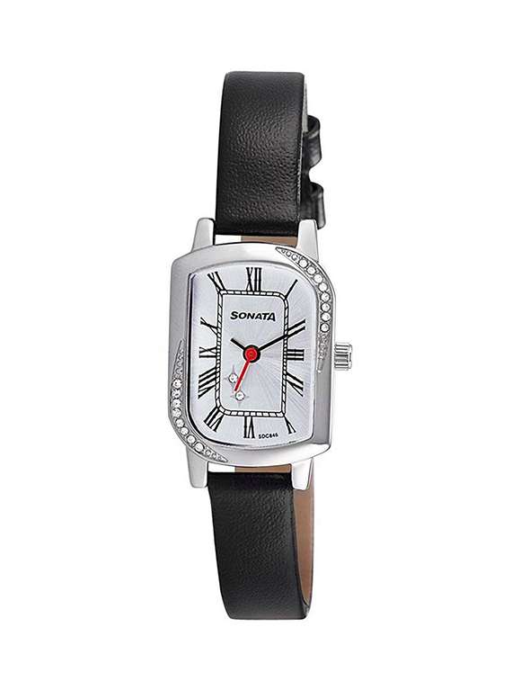 sonata analog silver dial women's watch - 87001sl04a