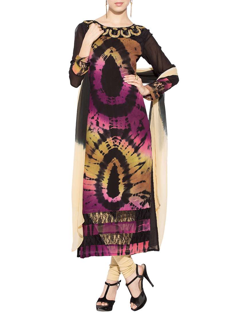 black georgette printed stitched suit