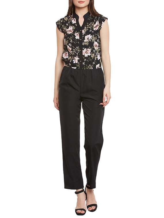 black crepe full leg  jumpsuit