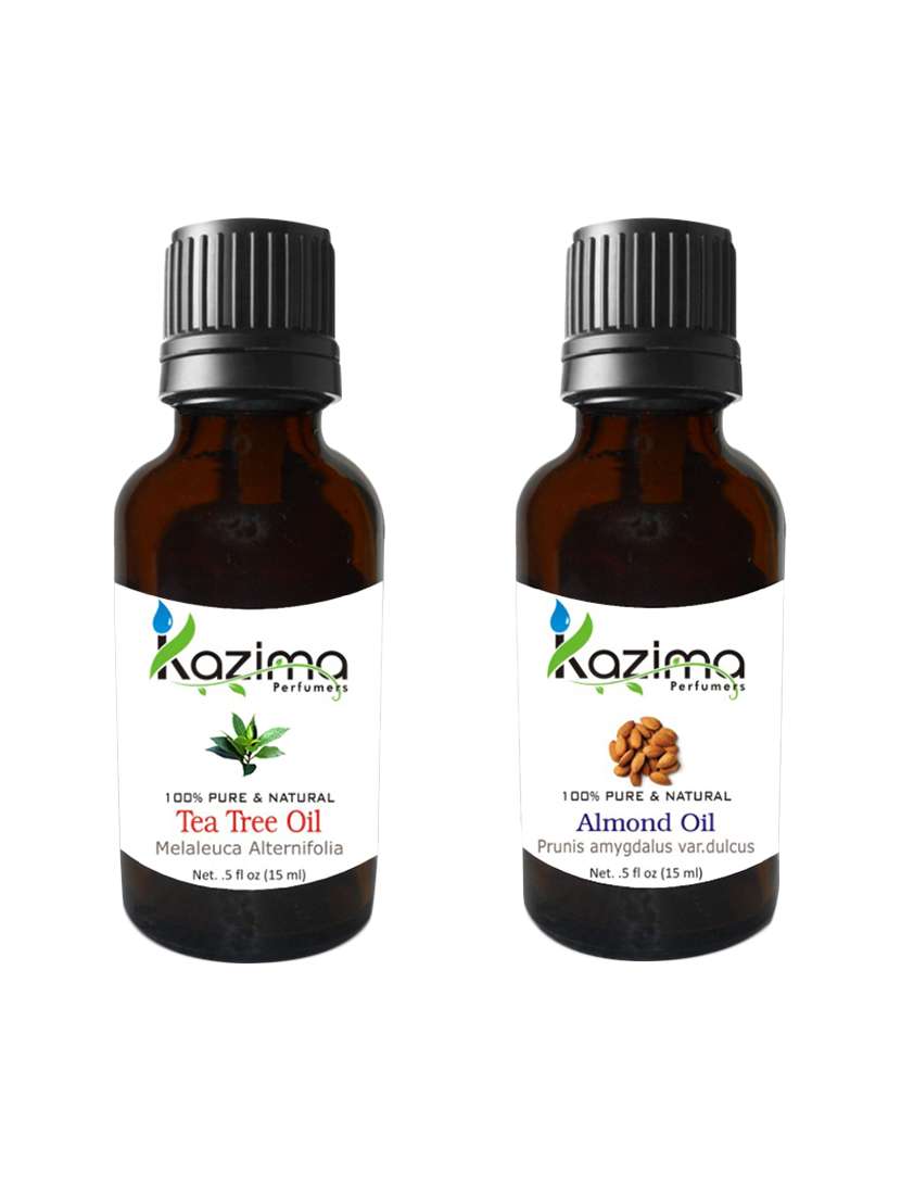 combo of tea tree oil and almond oil for hair growth, skin care (each 15ml)- 100% pure natural oil