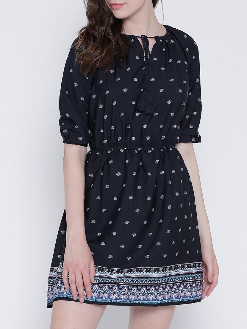 women's fit & flare micro print dress - 13315989 -  Zoom Image - 0