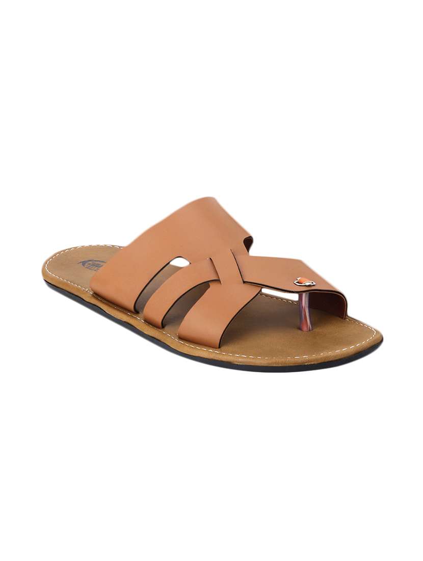 brown leather slip on slipper